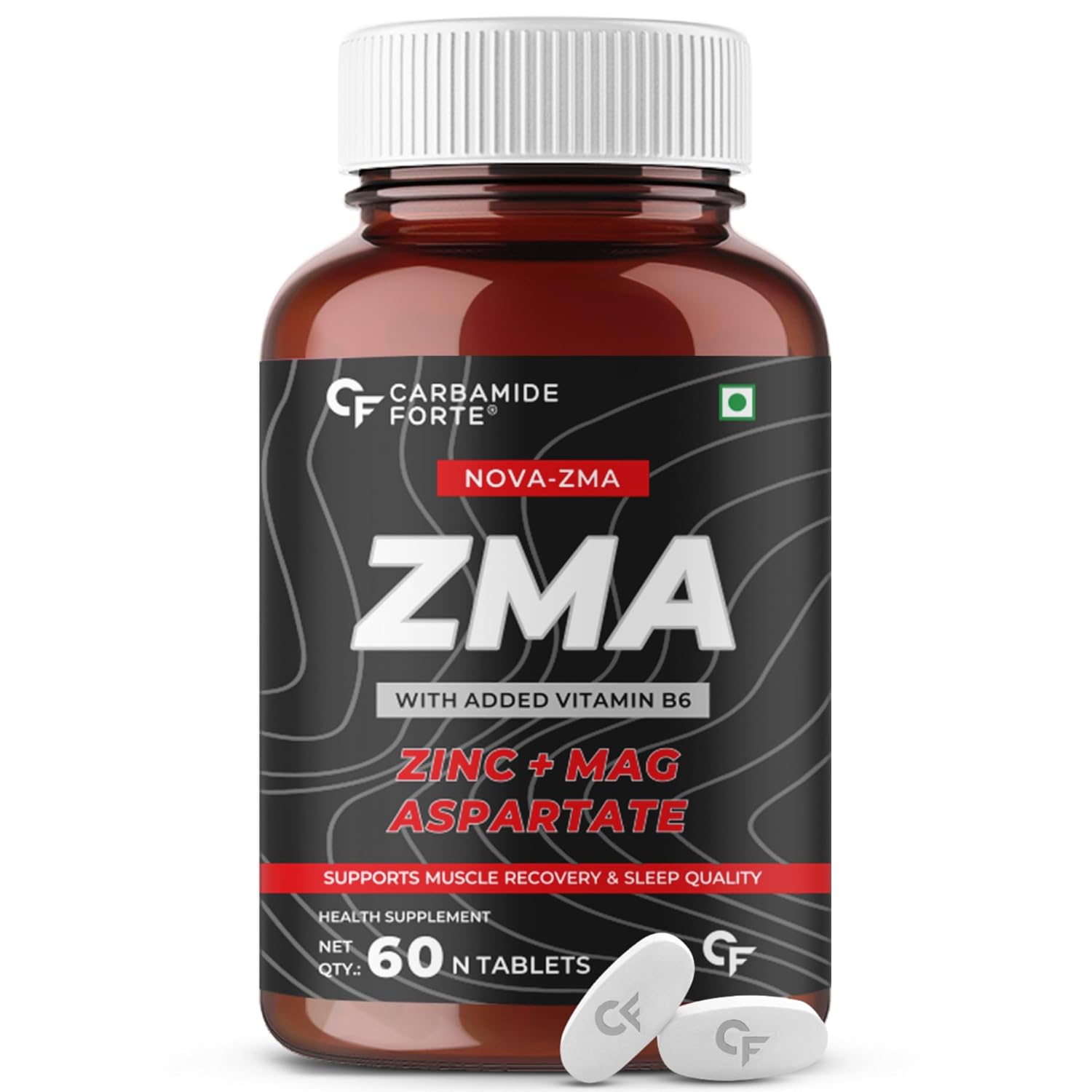 Carbamide Forte ZMA and Zinc Supplement for Men | Zinc and Magnesium Supplements with Vitamin B6 | Zinc tablets May Support Muscle Recovery and Sleep Quality | 60 Tablets