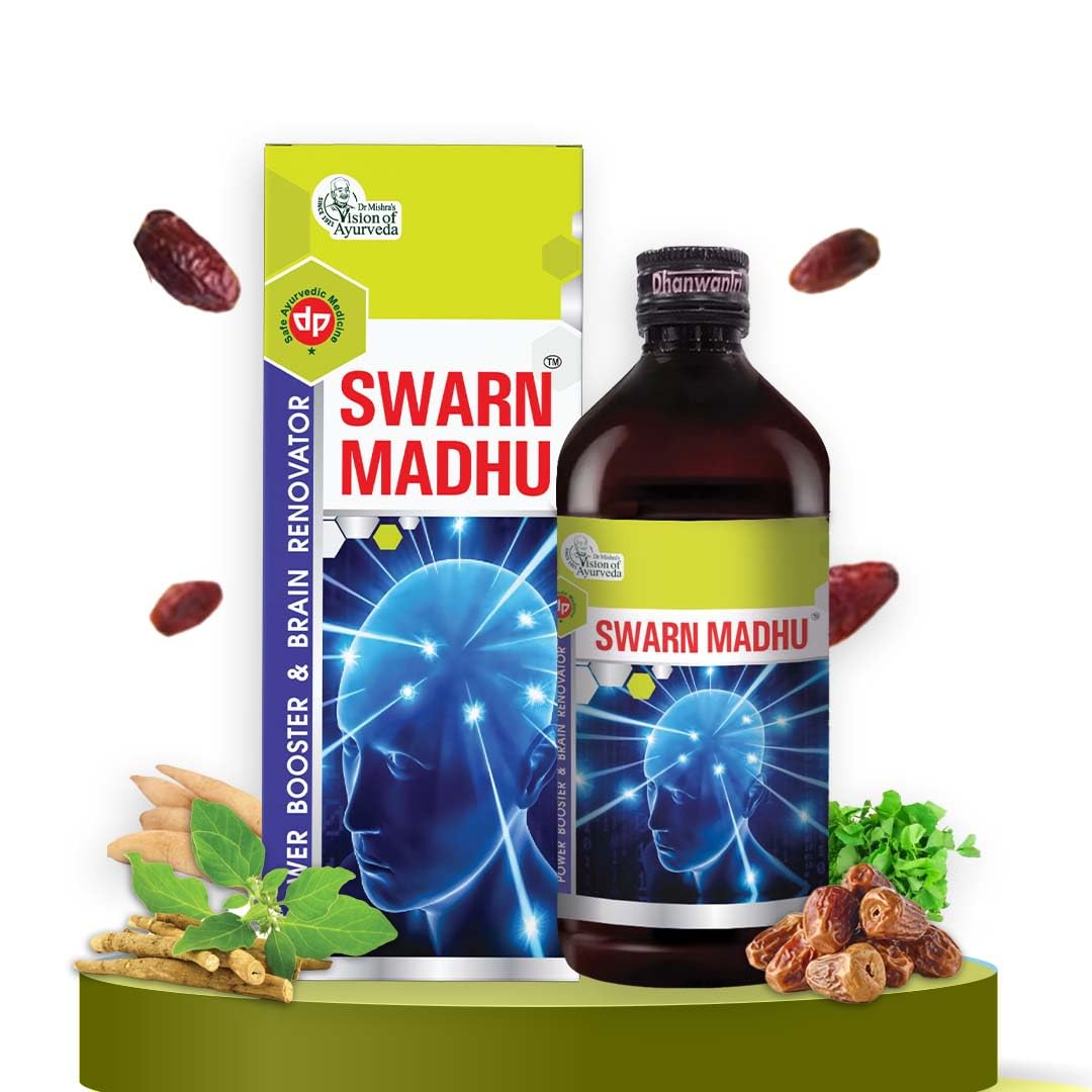 Dhanwantri Pharmaceutical Swarn Madhu Ayurvedic Memory Booster Based on 100% Herbal Formulation – 380ML