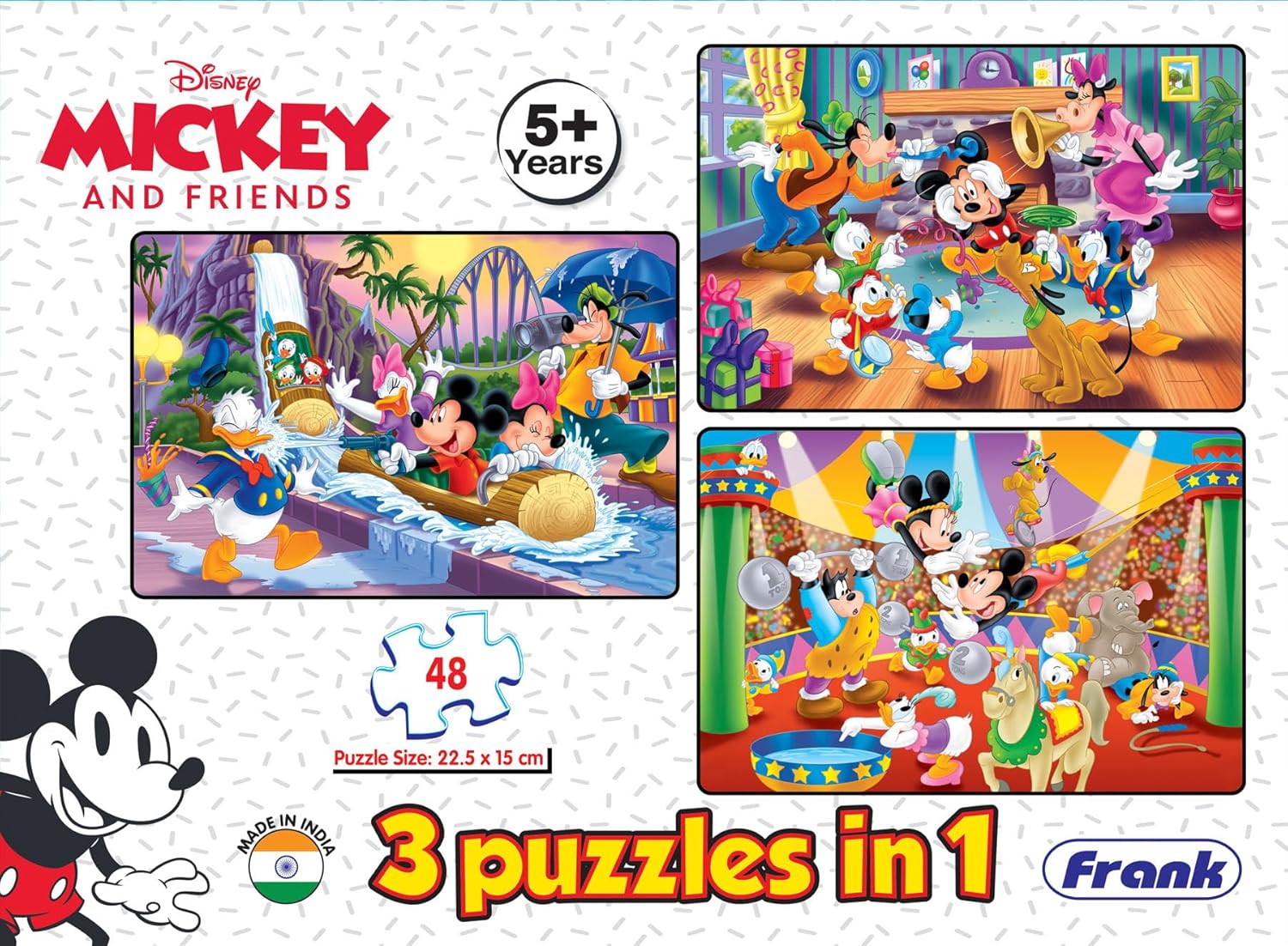 Frank Disney Mickey Mouse & Friends (48 Pieces) 3 in 1 Jigsaw Puzzle for Kids Above 5+ Years – Fun & Challenging Brain Booster Games – for Focus and Memory – 11303