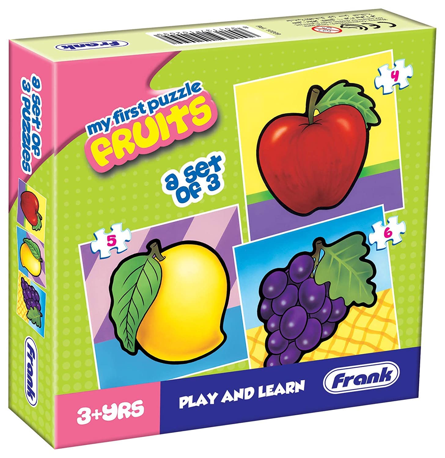 Frank Fruits – A Set of 3 Jigsaw Puzzle for Kids Above 3+ Years – Fun & Challenging Brain Booster Games – Educational Puzzle for Focus and Memory – 10209