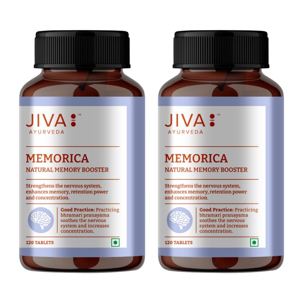 Jiva Memorica Tablets – 500mg 240 Tablet | Enhance Your Memory Naturally & Strengthens The Nervous System | Improves Memory, Retention & Intelligence 120 tablet (Pack of 2)
