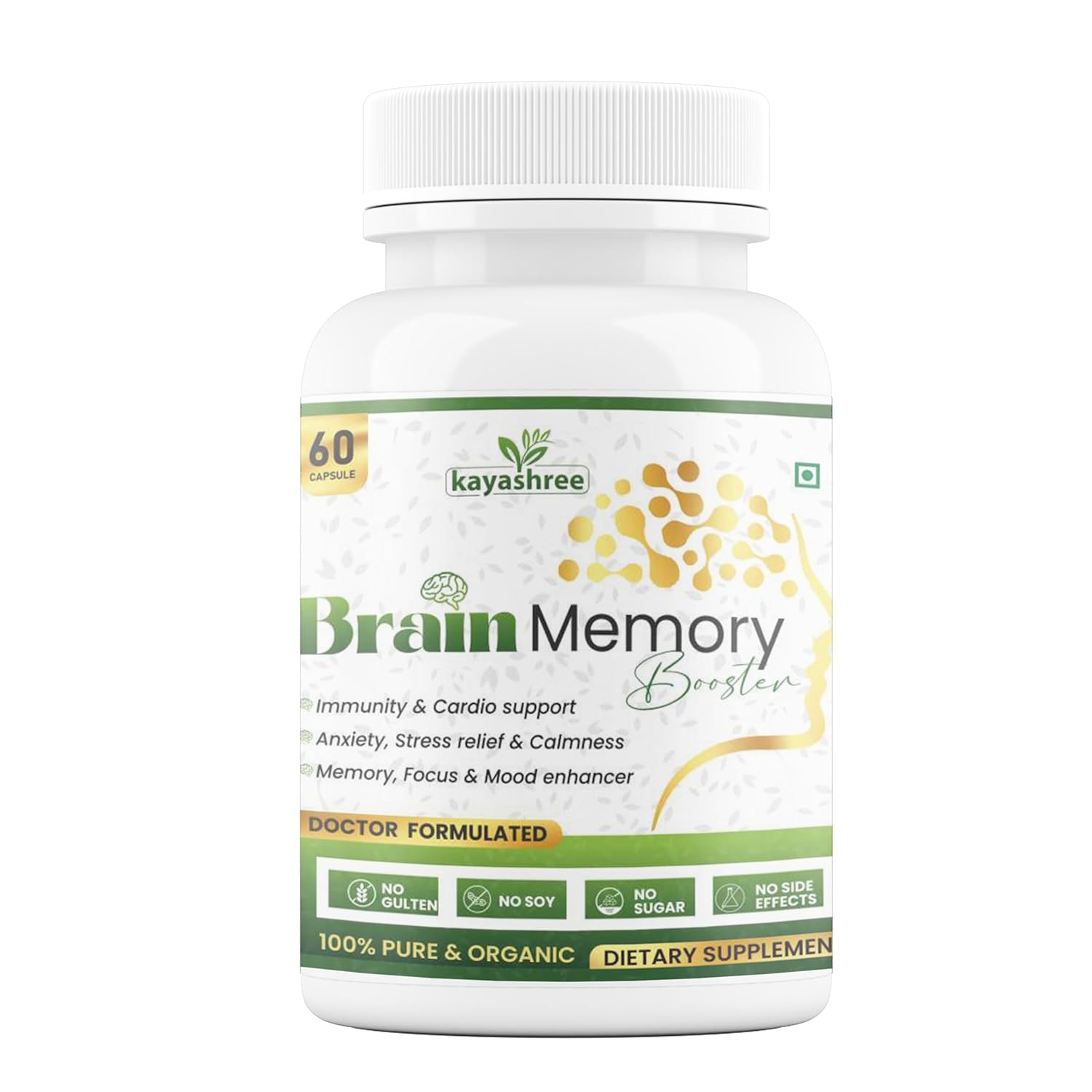 Kayashree Brain Memory Booster for Focus, Memory, Brain wellness | Boosts Concentration & Learning ActivitiesWith Ginkgo Biloba & Brahmi