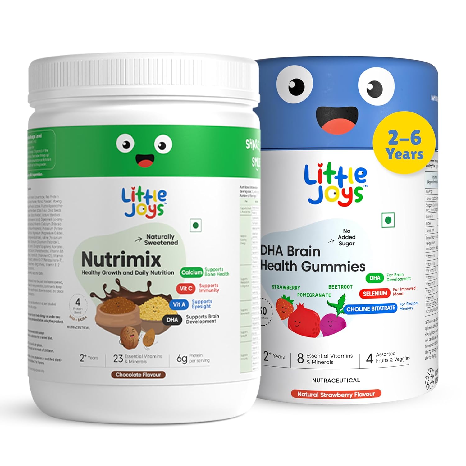 Little Joys Brain Development Kit (2-6 Years) | With NutriMix (350g) & Brain Health Gummies (30 day pack) | DHA-Packed Kit for Better Focus & Memory