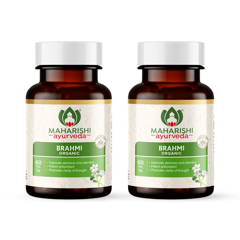 Maharishi Ayurveda Organic Brahmi – Bacopa Monnieri Tablets | For Brain Health | 60 Tabs – Pack of 2 (120 Tablets)
