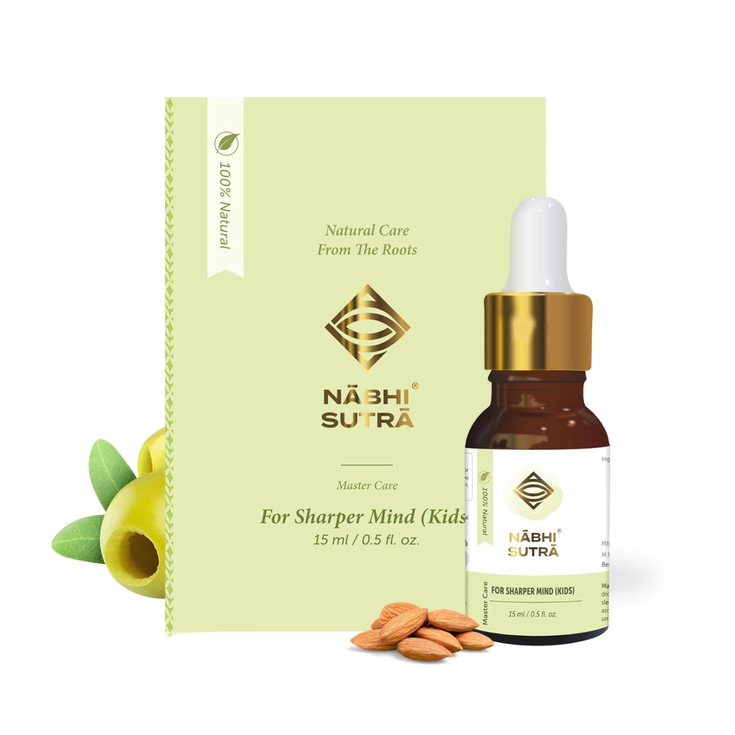 Nabhi Sutra Brain Memory Booster Belly Button Oil for Kids | Ayurvedic & Natural Memory Enhancer | Improves Focus, Learning Ability & Overall Growth | Boosts Brain Function & Concentration | 15ml