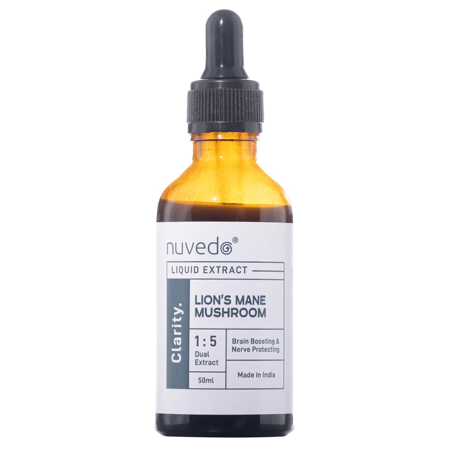 Nuvedo Lion’s Mane Mushroom Liquid Extract, Brain Boosting Helps Focus Neuro Protective Uplift Mood Herbal Supplement Drops As Seen On Shark Tank – Clarity, 50 ml, Pack Of 1
