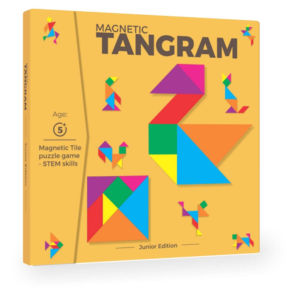 Pelikas Toyz Tangram Brain-Booster Puzzle – Magnetic Puzzle for Kids, Educational Travel Toys for Kids 5 Years & Above, Gift for Boys Girls, Magnetic Tangram Junior