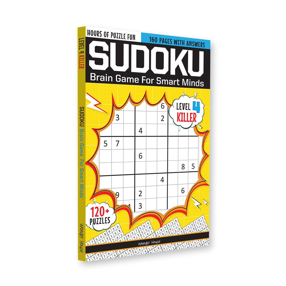 Sudoku – Brain Games For Smart Minds Level 4 Killer : Brain Booster Puzzles for Kids, 120+ Fun Games
