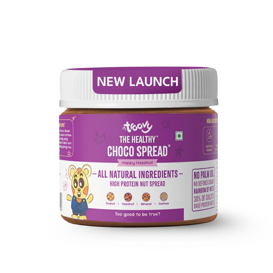 Troovy Healthy Chocolate Spread | Delicious | Peanuts, Hazelnuts, Almonds, Cashews | Naturally high protein | No Palm Oil, No Preservatives, No Refined Sugar | Enriched with Omega-3 | 250g