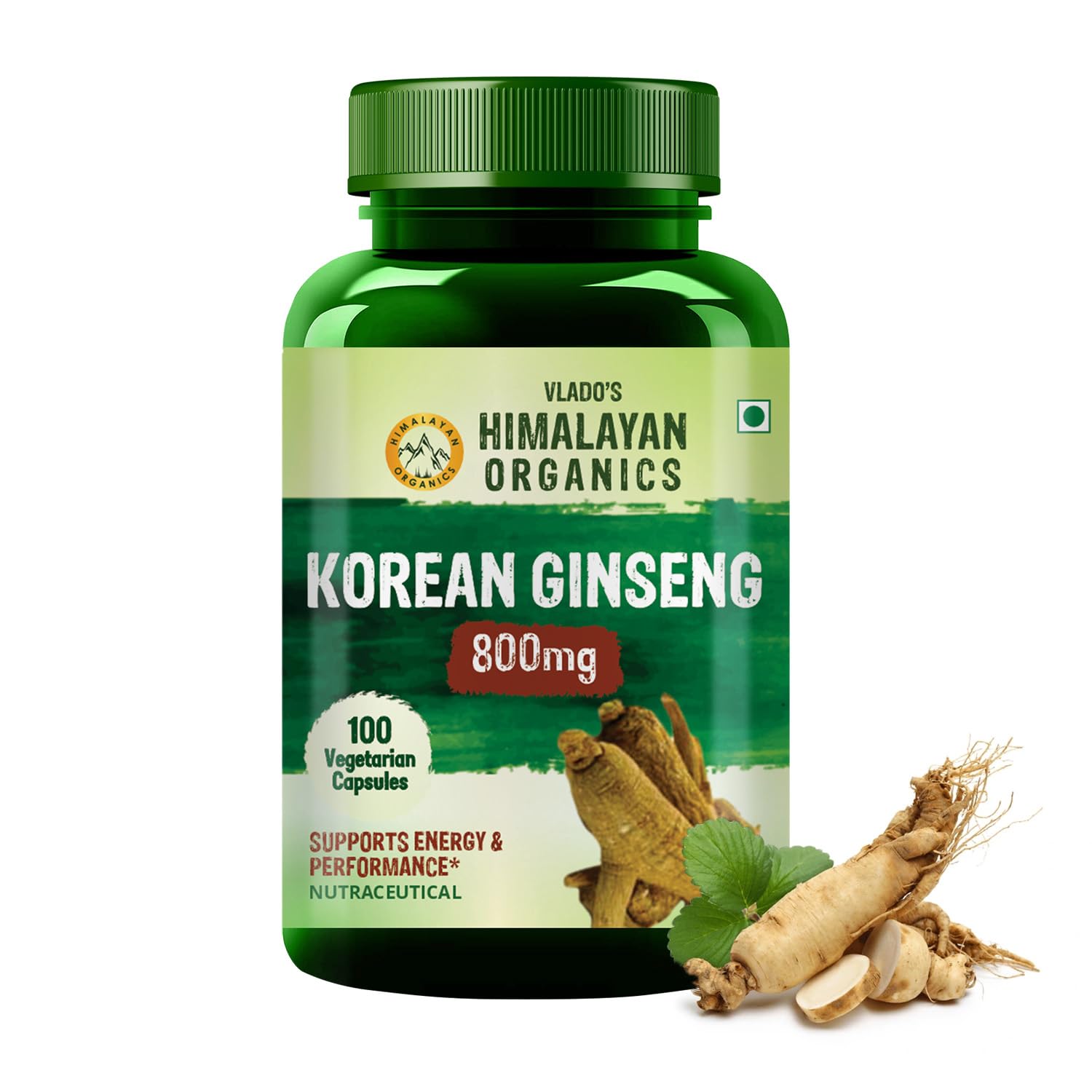 Vlado’s Himalayan Organics Korean Red Panax Ginseng Capsules – 800 MG I Extra Strength for Energy, Focus, Endurance Performance, Vitality & Immune Support I Memory and Mental Performanc Enhancer I Stamina Booster I Korean Red Ginseng Root Extract – 100 Veg Capsules